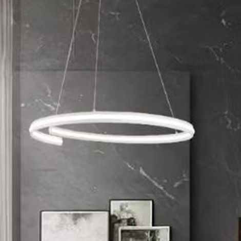 TRADE SHOP - Lampadario Led Moderno A Semicerchio 100w A Sospensione Luce 4000k 70cm Bianco 33436 - (1/4)