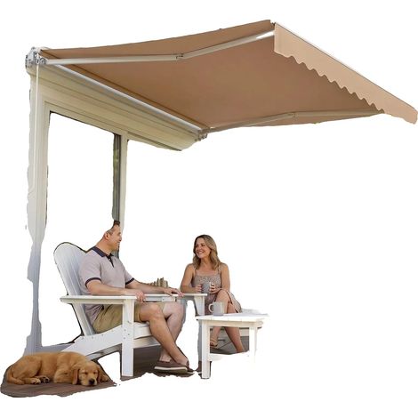 Toldos, accionamiento manual, protección UV, 2,5 x 3 m, color beige. (1/2)