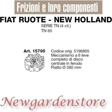 Mecanismo de embrague serie TN 65 4 cilindros FIAT NEW HOLLAND 15795 280mm