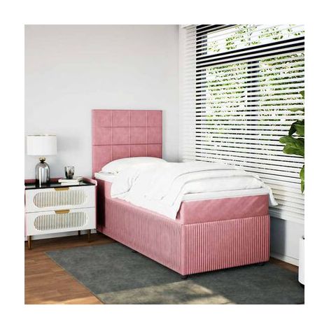Sommier Snowco (avec matelas), motif roses, 90 × 200 cm, en velours, velours doux et confortable, idéal chambre à coucher, style moderne, montage simple (1/5)
