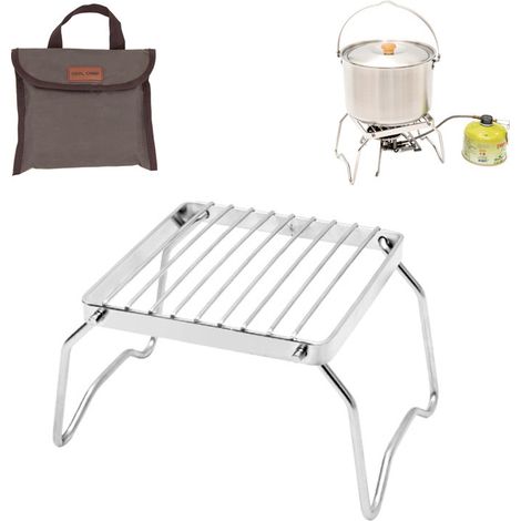 Acier Inoxydable Barbecue Grill, Grill Pliant BBQ Grill Mini, Stand Grill - pour Jardin Extérieur, Cuisine, Camping, Pique-Nique de Randonnée, Sortie d'automne Plein Air.