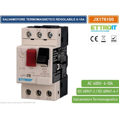 ETTROIT JX176100 SALVAMOTORE TERMOMAGNETICO REGOLABILE 6-10A TRIFASE GV2 PROTEZIONE MOTORE