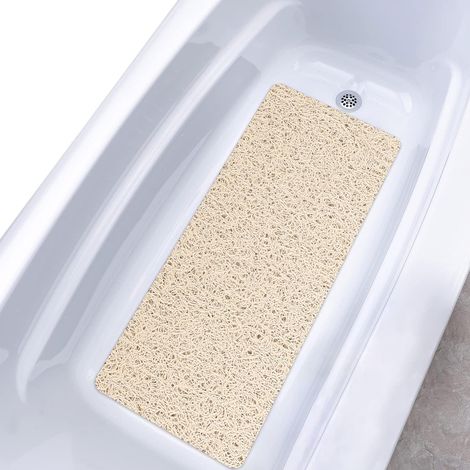Tapis de bain en PVC - 40 x 80 cm - Séchage rapide - Beige - antidérapant - Avec trous de drainage - Doux et confortable (1/5)