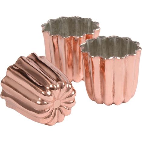Lot de 3 Moules à Canelés Cuivre Ø 5,5 cm Résistants Four Pâtisserie Française
