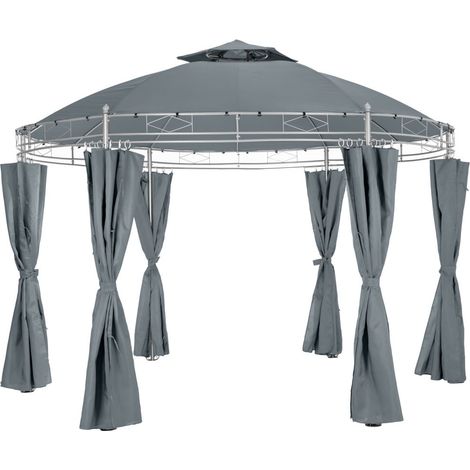Caseta de jardín cenador diámetro 3,5 m gris antracita 2208176 (1/5)