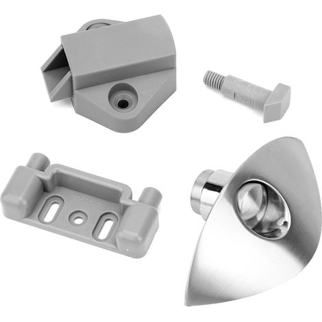 Poignée demi-lune avec bouton poussoir pour meuble, serrure de porte placard camping-car, loquet armoire, verrou tiroir, 1 pièce, finition argentée, facile à installer (1/5)