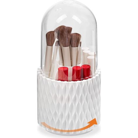 Boîte de rangement pour pinceaux de maquillage à 360° avec couvercle, présentoir cosmétique pour pinceaux, rouges à lèvres, eye-liners, 11 x 23 cm (1/5)