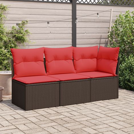 Garten-Ecksofa mit Kissen Braun Poly Rattan