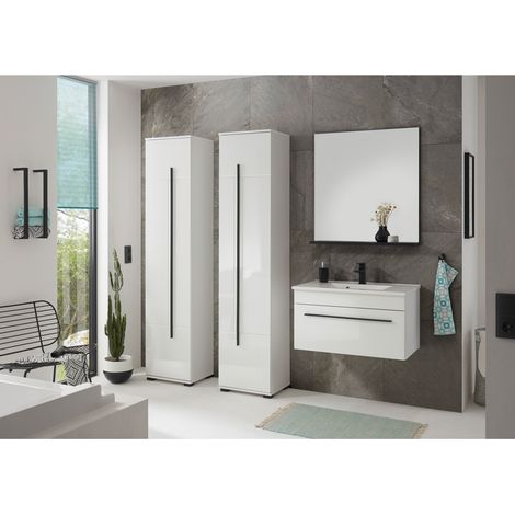Badezimmer Set inkl. Mineralgussbecken CHARLESTON-61 in Hochglanz weiß, B/H/T: ca. 190/200/45 cm (1/5)