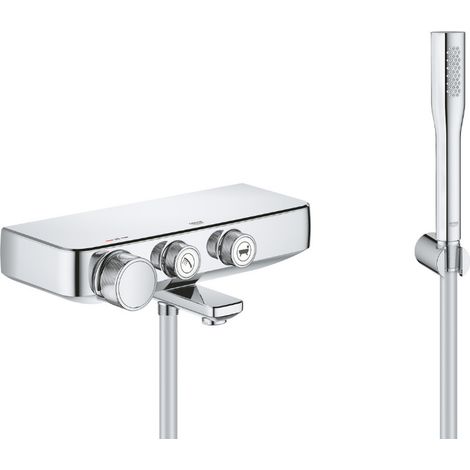 Grohe Set miscelatore vasca/doccia Grohtherm SmartControl + doccetta Euphoria a 1 getto con supporto a parete, cromo (34718000-E (1/5)