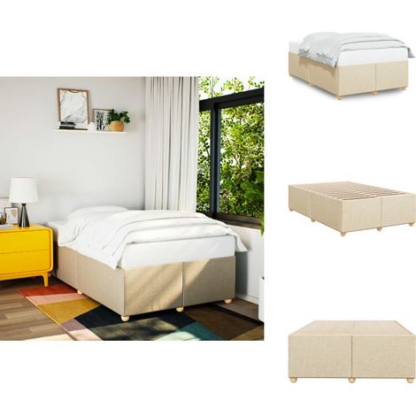 Bettgestell ohne Matratze Creme 120x190 cm Stoff - Bettgestell - Bettgestelle - Bett - Betten (1/5)