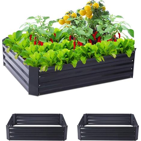 Set of 2 Metal Raised Planters (120 x 90 cm) - Raised Garden Planter for Outdoor - for Vegetables, Flowers, Herbs, Plants (1/5)