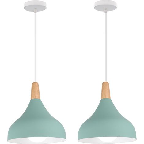 (2PCS)Lampe À Suspension Moderne Plafonnier D'Intérieur Lustre Minimaliste Abat-Jour En Métal, Vert Pour Chambre À Coucher, Cuisine, Bureau, E27 (1/5)
