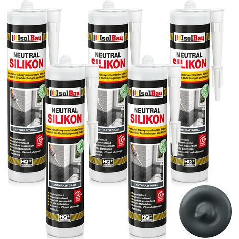 IsolBau Neutrales Silikon Anthrazit 5 x 300 ml (1/5)