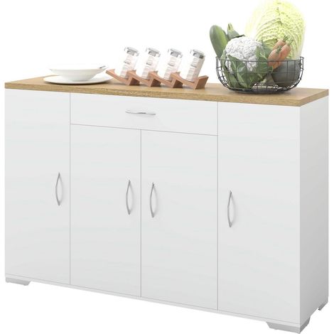 Kücheninsel mit Arbeitsplatte, weiß, 110cm hoch, mit Schubladen und Fächern (1/5)