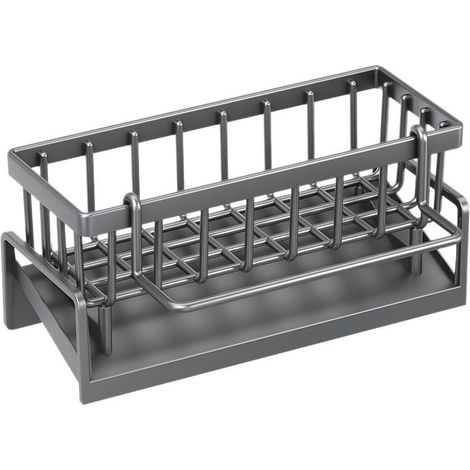 Contenitore E Organizzazione Per La Cucina, Organizer Per Lavello Con Vassoio Di Scarico Automatico Per Porta Spugne, Porta Asciugamani, Fantastici Accessori Per Il Bagno, Grigio.