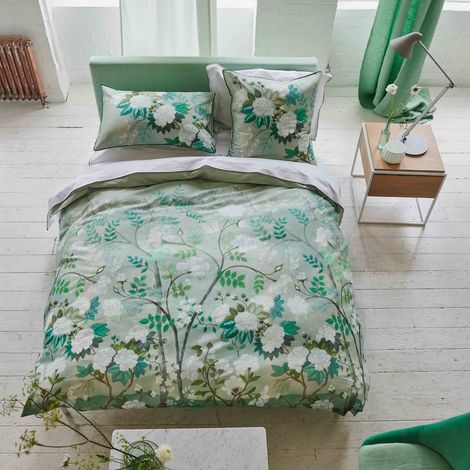 Housse de Couette imprimée en Satin de Coton, Fleur Orientale, 140x200 cm (1/3)