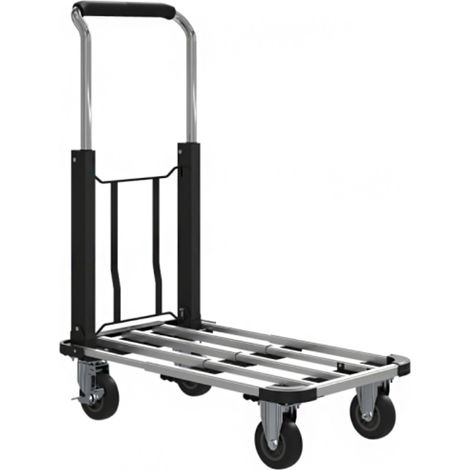 Diable pliable, capacité de charge 150 kg, plateau extensible, poignée réglable en hauteur, pour cartons, métal, noir