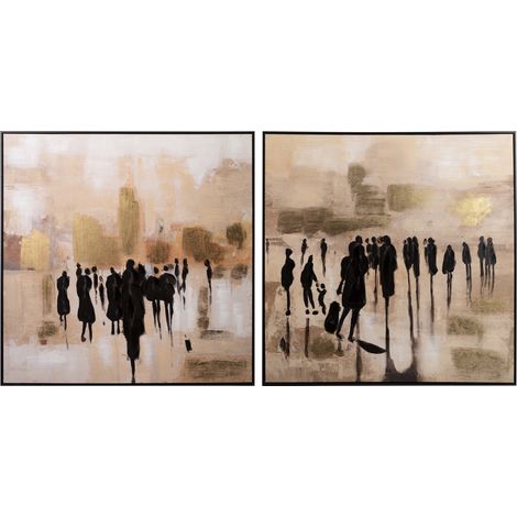 2er Set Boulevard Bilder Schwarzer Rahmen 100x4x100 cm (1/3)