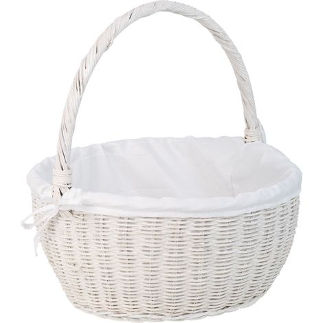 Cesta redonda de medula con forro blanca 34x34x16-37 (1/5)