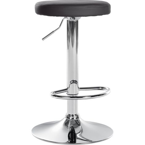Sgabello da bar x1 design semplice altezza regolabile rivestimento in PVC nero gambe in metallo cromato 100006397