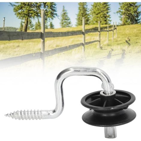 Lot de 10 accessoires pour clôture électronique de terrain : isolateurs autotaraudeurs, isolateurs d'angle à visser, câblage fixé au piquet (1/5)