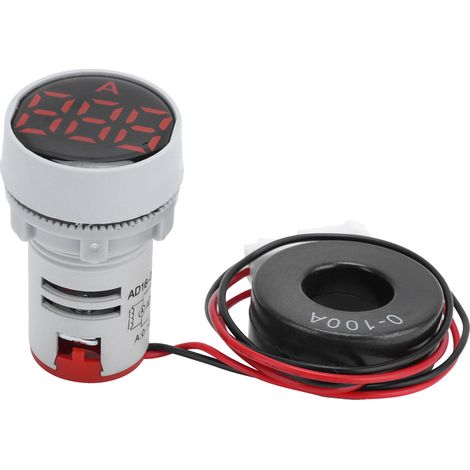 Ampèremètre Numérique AC 220V avec Cadran Cristal - Indicateur Signal Ronde AD16-22DSA Rouge (1/5)