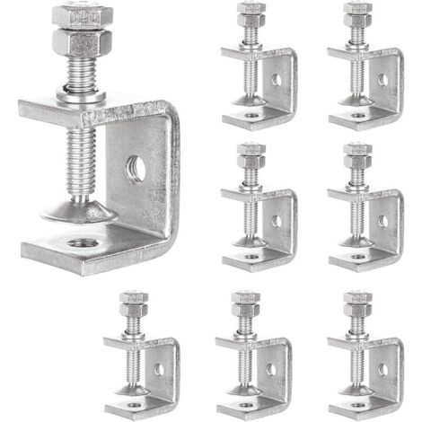 Pair Lot de 8 pinces en C de 30 mm en acier inoxydable 304 C - Borne à vis 0-25 mm - Pince de support robuste - Pince de table argentée haute performance pour le travail du bois, la soudure, la (1/5)