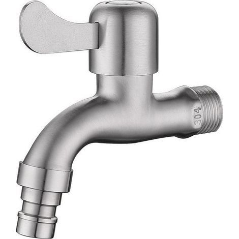 Robinet de jardin 304 en acier inoxydable à l'extérieur de l'adaptateur de robinet d'eau fixé au mur pour salle de bains lave-linge laveuse et laveuse de piscine robuste durable en service(G 1/2 (1/4)