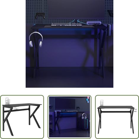 vidaXL Gaming-Haltung - Gaming-Schreibtisch mit K-Gestell Schwarz und Rot 110x60x75 cm (1/5)