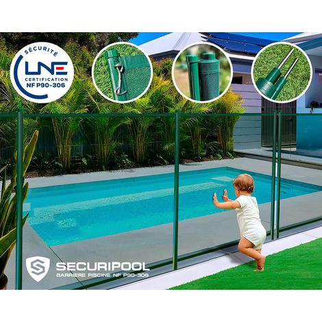 Barrière piscine démontable SECURIPOOL Verte 1m fixations 16mm