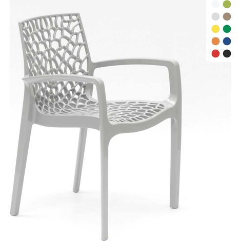 Grand Soleil – Chaise de jardin en polypropylène empilable – Accoudoirs ergonomiques – Résistante aux intempéries – Confort optimal pour professionnels