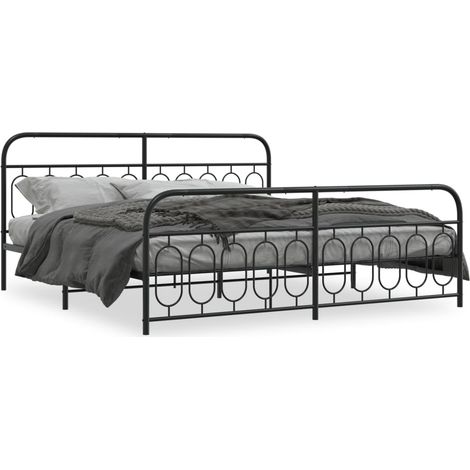 Maison Exclusive - Cadre de lit métal sans matelas avec pied de lit noir 200x200cm (1/5)