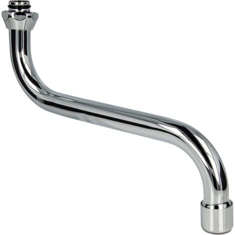 tecuro S-Auslauf für Wand-Armaturen 3/4 Zoll konisch dichtend, Länge 300 mm, Messing verchromt