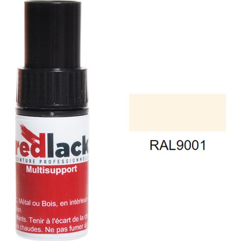 Flacone per ritocchi con pennello 9ml – RAL 9001 – Bianco crema – lucido – multisupporto – Redlack