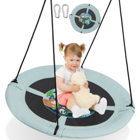 104cm Saucer Tree Swing Indoor Outdoor Flying Swing Seat Adjustable Hanging Rope (1/5)