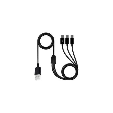 Câble répartiteur USB-C, câble de charge et de synchronisation de données USB-A mâle vers 3 ports USB-C mâles, 3 en 1 - 1 m