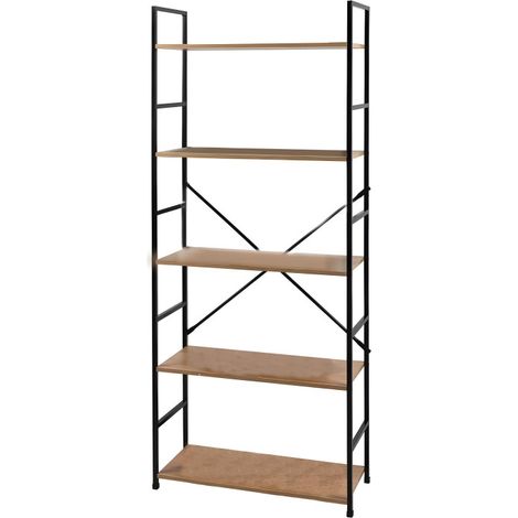 Etagère 5 niveaux 58,5x23,5x144 cm décor naturel et noir - ENORA (1/5)