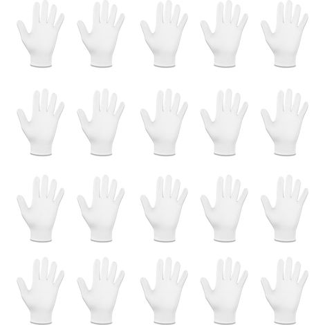 Confezione da 10 paia di guanti in cotone bianco, lavabili e in tessuto elastico per usi multipli, guanti in cotone comodi e traspiranti, per la cura della pelle e l'ispezione di gioielli.