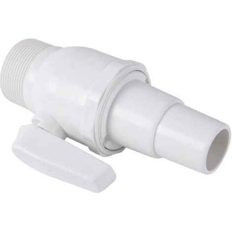 royaluxe -Vanne 1/4 de tour 1"1/2 - Diam 32/38 mm pour tuyau flottant de piscine - Blanc (1/4)