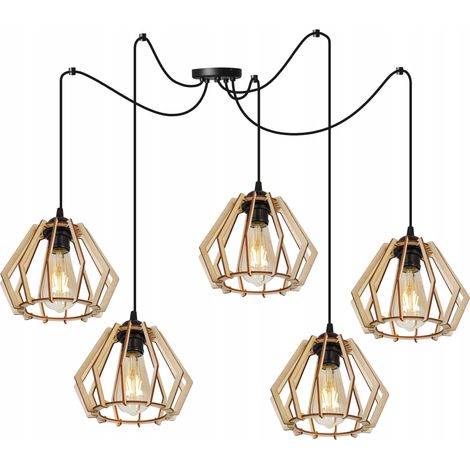 MODERNE LED-DECKENHÄNGELAMPE AUS HOLZ (1/5)