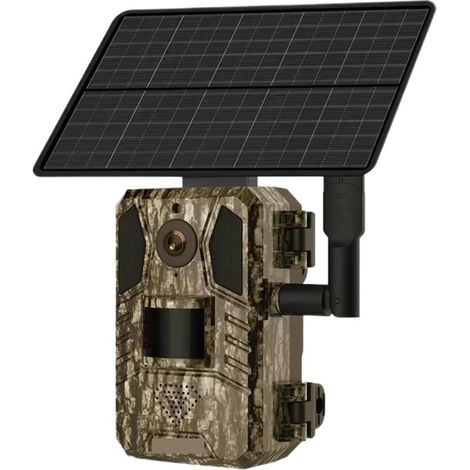 Caméra Faune Sauvage Caméra De Chasse Solaire 4G Extérieure, Vision Nocturne 4MP, Détection Mouvement PIR, Batterie 7800mAh, Étanche, for La Faune Surveillance Fiable Précise(4G Camera No Card) (1/5)