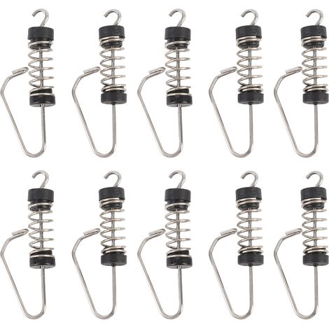 Clip in acciaio inox per bandiere da barca, 10 pezzi, per drizze, cime stabilizzatrici, antenne, luci posteriori, asta portabandiera. (1/4)