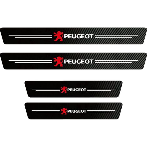 (4 pièces, compatibles Peugeot) Film protecteur imperméable en fibre de carbone pour seuil de porte, compatible avec Peugeot 208, 3008, 308, 2008, 207, 107, 508, 607 et 106. (1/4)