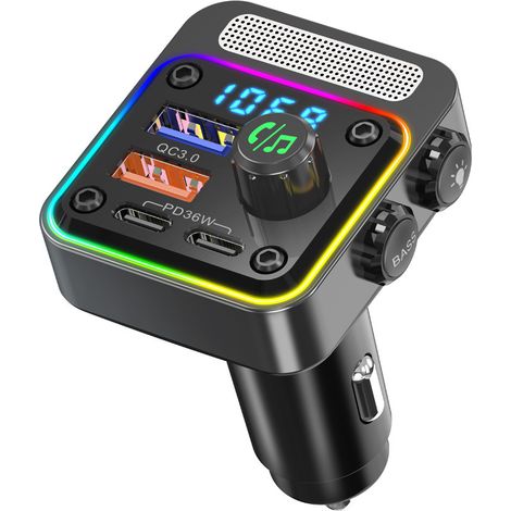 BC91 Auto-MP3-Player, USB-Stick, verlustfreie HiFi-Musikwiedergabe, 36-W-Dual-PD-Schnellladefunktion, Bluetooth-FM-Transmitter fürs Auto – Dunkelgrau (1/4)