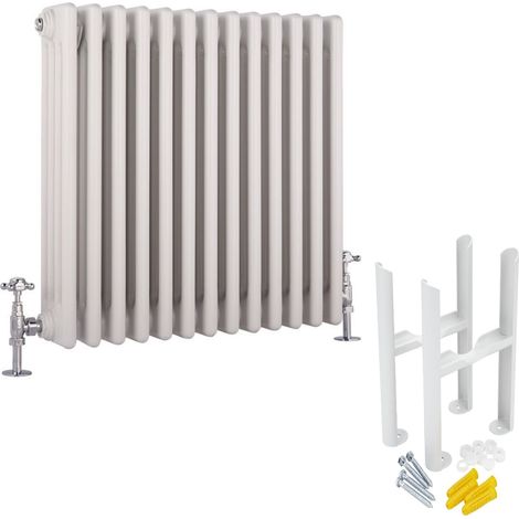 Milano Windsor White Cast Iron Style Horizontal Four Column Radiator with Feet - 600mm x 605mm (1/5)