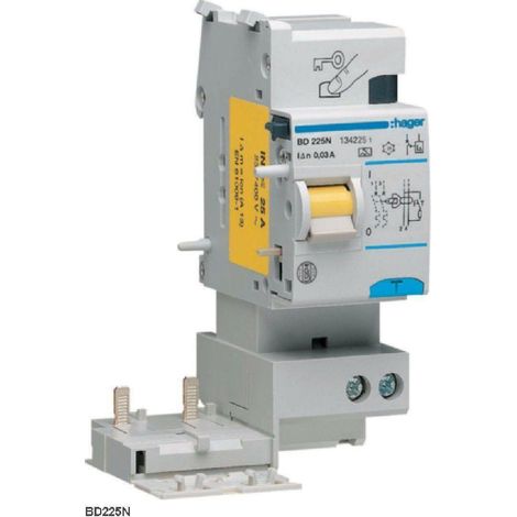 Hager blocco differenziale tipo-ac 30 ma 2 poli 25 a bd225n