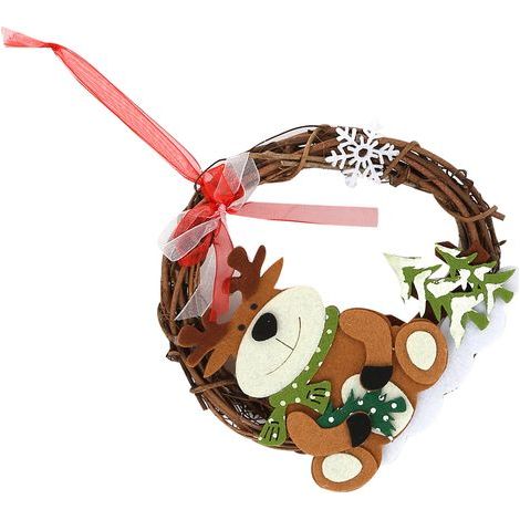 Dekorativer Rattan-Weihnachtskranz, runder Weidenkranz, Weihnachtsbastelidee, Innendekoration für Zuhause, Partys, Geschäfte und Büros (OfficeBear). (1/5)