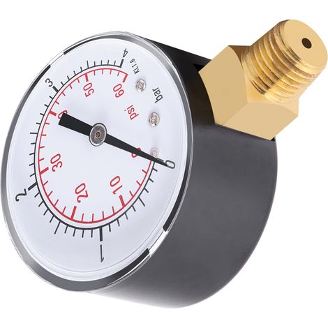 Mini-Manometer für Kraftstoff, Luft, Öl oder Wasser, 0–4 bar / 0–60 psi, NPT (1/5)