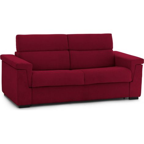 Divano Letto 2 Posti Tenna, Sfoderabile, Contenitore Made in Italy, di Apertura a Ribalta, 185x95 cm Rosso